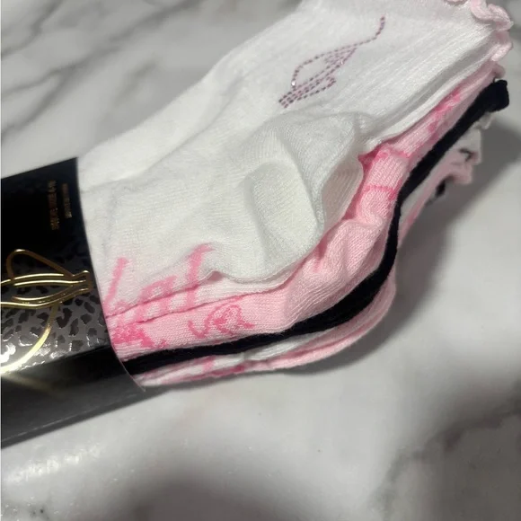 Baby PHat 🐈‍⬛ White, Black & Pink Quarter Crew SOCKS - Picture 2 of 5